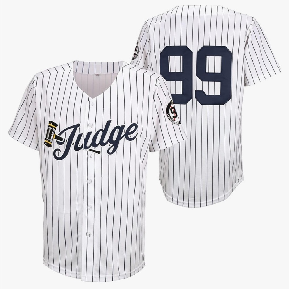 Hammer of the Judge #99 Yankees Striped Baseball Jersey